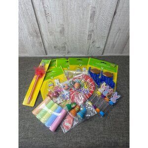 Easter Basket Party Favors w/ Chalk Erasers Football Games Stamps Bouncy Balls